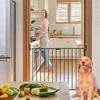 Adjustable Baby Safety Swing Gate, Hardware-Mounted Metal Gate for Stairs and Doorways, Secure Latch for Kids and Pets (Black, 24"-40.5" W x 28.75" H)