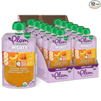 Plum Organics Mighty 4 Organic Toddler Food - Banana, Peach, Pumpkin, Carrot, Greek Yogurt, and Oat - 4 oz Pouch (Pack of 12) - Organic Fruit and Vegetable Toddler Food Pouch