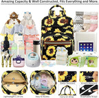 Diaper Backpack Tote Large Capacity, Baby Bag with Insulated Pockets Multifunctional Diaper Bags For Baby Girl Boy Women Waterproof Bags Mama Maternity Bag Sunflower