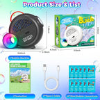 Rechargeable Bubble Machine with Upgrade RGB LED 16 Million Colors, 20000+ Bubbles Per Minute, Portable Bubble Maker for Kids, Weddings, Birthday Parties, Outdoor, Plug in or Battery Power