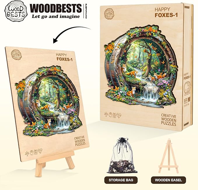 Wooden Puzzles for Adults, Fox Wooden Jigsaw Puzzle for Adults, Unique Animal Shape Wood Puzzles Adult, Birthday Party Gifts for Friends & Family Leisure Time Game Home Decor (XL)