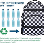 Wildkin ECO rPET 15-inch Kids Backpack – Sustainable, Padded, Adjustable – Black & White Checkered