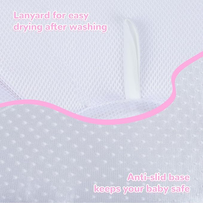 Pink Butterfly Baby Bath Pad - Soft Non-Slip Bathtub Mat for Newborns & Infants, Waterproof Bath Cushion with Flower Design for Sink or Tub, Safe & Comfortable