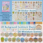 Sticker Book Activity, 20 Sets (1500+) DIY 3D Scene Stickers, Reusable Sticker Book, Mix and Match Creative Sets, Waterproof for All Surfaces, Ultimate Craft Supplies & Party Favors
