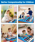 Toys for 1 Year Old Boy Gifts, Baby Musical Mat with Piano & Drum, Adjustable Volume, 12-18 Months Toddler Toys, Christmas Birthday Easter Gifts for 1-2 Year Olds Boys Girls (Blue)