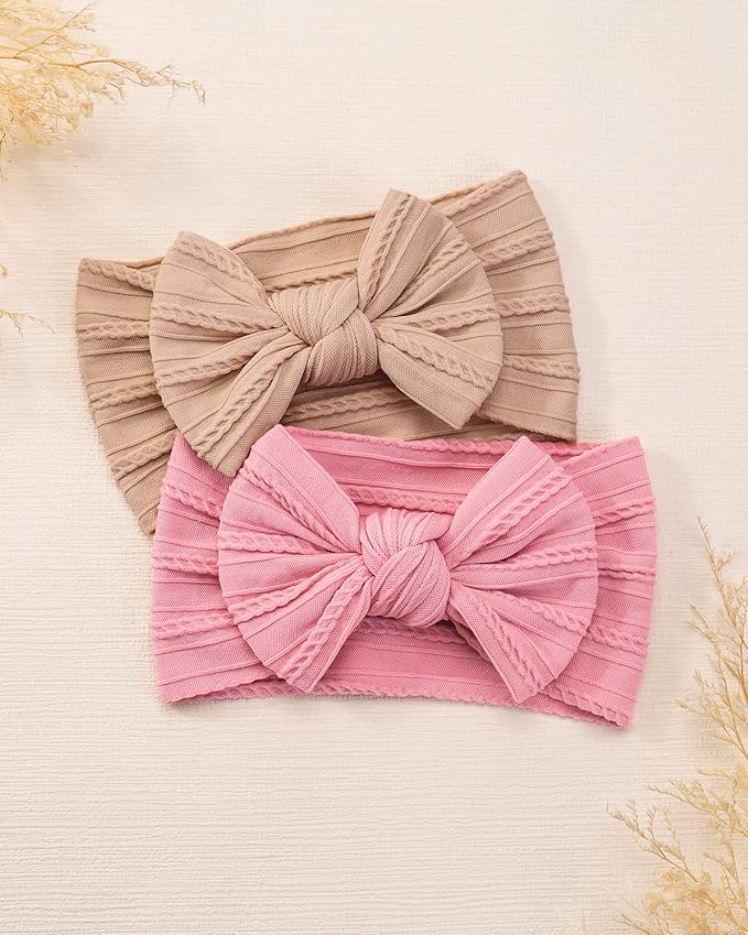 jollybows 8pcs Nylon Headbands for Baby Girls Infant Baby Bows Newborn Hairbands Toddler Hair Bow Elastics Head Wraps