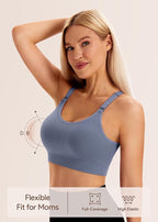 Angelhood Nursing Bras for Breastfeeding, Ribbed Nursing Sports Bra Yoga Maternity Bras Pregnancy Sleep Bralette