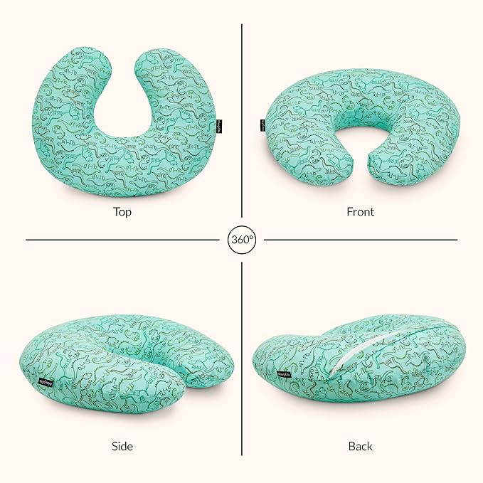 Dream On Me Beeboo Nursing Pillow and Positioner, Breastfeeding and Bottlefeeding Pillow, Removable and Washable Pillow Cover, Soft and Breathable Fabric, Green