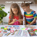 EPUMP Wooden Painting Kit for Kids - Glow in The Dark Arts and Crafts Supplies Kits for Boys Girls - Kids Activities Creative Art Set Birthday Gifts DIY Paint Toys for Ages 6 7 8 9 10 11 12 Years Old