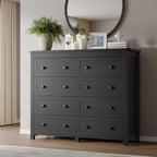 Tall 8-Drawer Dresser, Modern Wooden Storage Chest of Drawers, Dresser TV Stand, Wood Drawer Organizer with Metal Handles for Bedroom, Living Room, Hallway