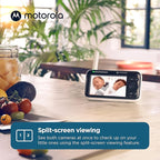 Motorola Nursery Video Baby Monitor with 2 Cameras, 5" Screen HD PIP1610, No WiFi, Wall Mount, Long Range, 2-Way Audio, Temperature Sensor, Motorized, Lullabies, PIP1610-2