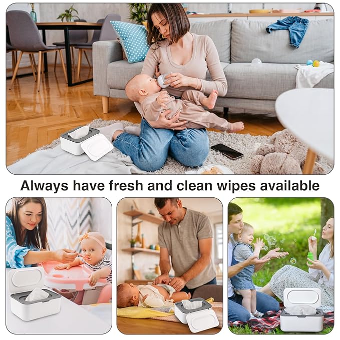 Baby Wipes Dispenser, Wipe Holder for Baby & Adult,Keeps Wet Tissue Fresh, Non-Slip Wipes Case,Easy Open & Close， Flushable Wipe Container with Sealing Design Lid