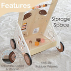 Wooden Baby Walker, Baby Push Walker, Activity Walker, for Babies 12 Months Learning to Walk, Montessori Walker Toy, Activity Center, Wooden Baby Toys