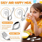 HaWare 8 Pieces Toddler Utensil Sets, Stainless Steel Kids Silverware Set Includes Toddler Forks and Spoons, Kids Safe Cutlery Set for Self Feeding, Cute Animal Handle Pattern, Dishwasher Safe