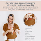 Baby Wrap Carrier - Premium Cotton Baby Carrier Wrap for Newborn to Toddler- Infant Carrier- Baby Holder One Size Fits All with Front Pocket by Max&so