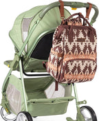 Wrangler Aztec Backpack Organized Daypack Travel Baby Bag with Stroller Strap and Side Bottle Pockets WG2204-9110BR