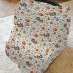 Thanksgiving Turkey Pumpkins Car Seat Covers Vintage Autumn Leaves Stretchy 5-in-1 Cover Adjustable Infant Carseat Cover Canopy Fall Harvest Breathable Nursing Cover-Up