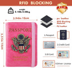 Passport Holder Cover Travel Wallet RFID Blocking Passport Wallets Family Organization Personalized Wallet Case for Men and Women Travel Must Haves (Pink)