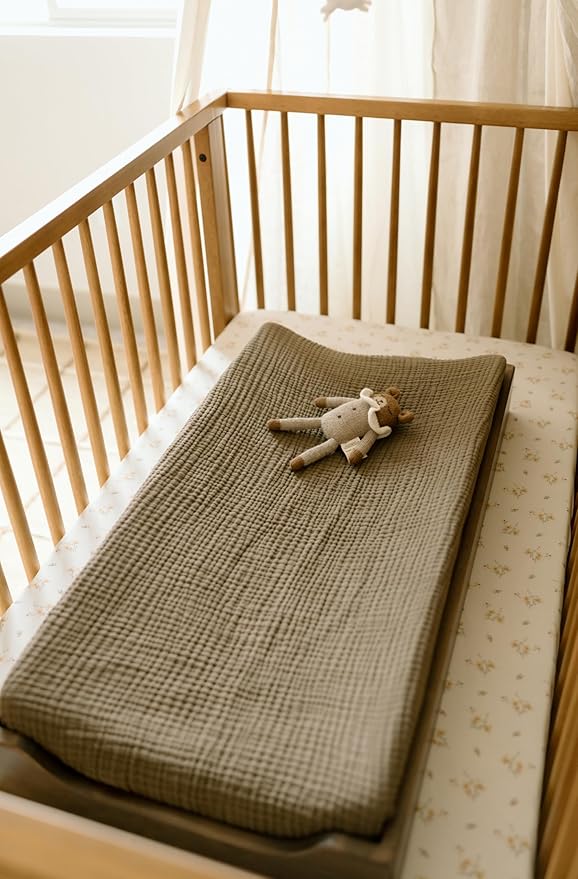 Oilo Crib Sheet, Breathable, Fitted, Organic Cotton Jersey, 300-Thread, Machine Wash, Fits Standard Crib (28" x 52" x 6"), Toddler Bedding, Heirloom Organic Collection, Dainty Floral