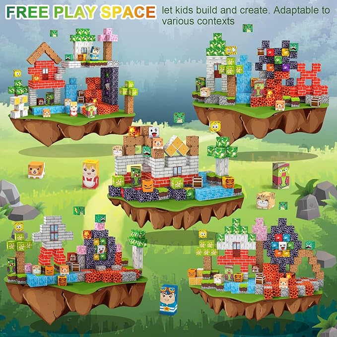 Magnetic Blocks 220 PCS Magnetic Building Blocks, 3+ STEM Montessori Sensory Toys, Magnetic Cube for for 3 4 5 6 7 8 9 10 11 12 8-12 Years Old Boys & Girls Birthday Gifts