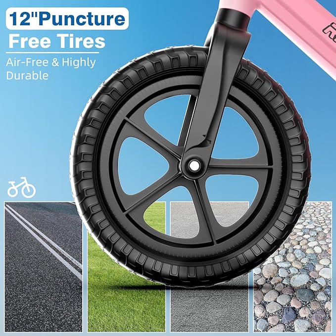 Ridego 12 or 14 Inch Balance Bike for Kids 2-6 Year Old,Lightweight Kids Bike with Adjustable Seat, Push Bicycle with Air Rubber Tires，Ride-on Toys Birthday Gift