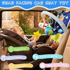 Car Seat Toys for Baby Infant 6 Months and Up, Carseat Toys with Musical Pedal Piano, Baby Mirror and Hanging Squeaky Sensory Soft Baby Toys 6 to 12 Months, Baby Car Toys Rear Facing