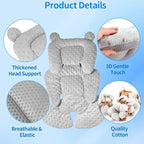 3in1 Baby CarSeat Head Support for Infant, Reversible Soft Infant Car Seat Insert Newborn Boy Girl, Breathable Cotton Head Body Support Pillow Cushion,Stroller,Swing,Bouncer,Baby Registry,Grey