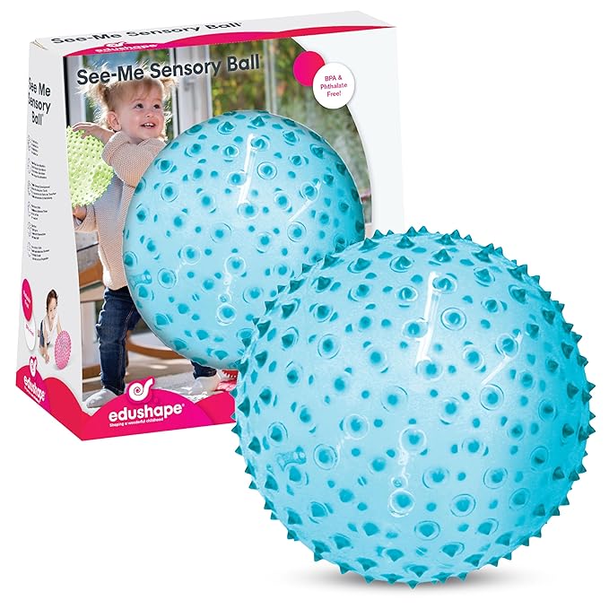 Edushape Sensory Ball for Baby - 7” Transparent Trendy Color Baby Ball that Helps Enhance Gross Motor Skills for Kids Aged 6 Months & Up - Pack of 1 Vibrant Colorful and Unique Textured Ball for Baby