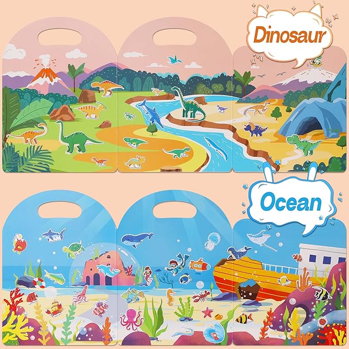 4 Sets Sticker Books for Toddlers 2-4 Years, 122 Pcs Puffy Stickers for Kids, 3D Sticker Books for Toddlers 1-3, Toddler Airplane Travel Essentials for Kids