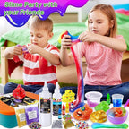 Metallic Slime Kit for Girls, Glimmer Crunchy, Galaxy Slime Making Kit for Girls Boys 6-12, Glow in The Dark DIY Slime Kit with Add-ins, Foam Balls, Charms, Glitters, Party Favors Gift Toys for Kids