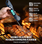 DOQAUS Digital Meat Thermometer, Instant Read Food Thermometers for Cooking, Kitchen Probe with Backlit & Reversible Display, Wide Temperature Range for Turkey, Grill, BBQ, Baking, Bread, Sourdough