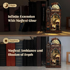 LED 3D Puzzle Magic Station Book Nook Kit - Interactive 3D Wood Puzzle LED Magical Miniature with Infinite Extension Space - DIY Bookshelf Insert Decor Gifts