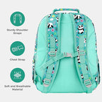 Choco Mocha Cheetah Backpack for Girls, Elementary School Backpack for Girls Ages 6-8 Kids Kindergarten Backpack Bookbag 17 Inch with Chest Strap, Green