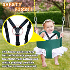 High Back Full Bucket Toddler Swing Seat with 3- Point Adjustable Safety Harness, 66 inch Detachable Chain,Suitable for Babies Aged 6-24 Months，Baby Swing for Swingset (Green)