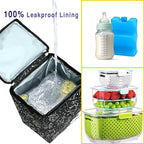 Breastmilk Cooler Bag with Ice Pack Fits 4 Baby Bottles Up to 9 Ounce Insulated Baby Bottle Bag Breast Milk Cooler on The Go with Strap Baby Bottle Cooler Bag for Nursing Mom Daycare or Travel