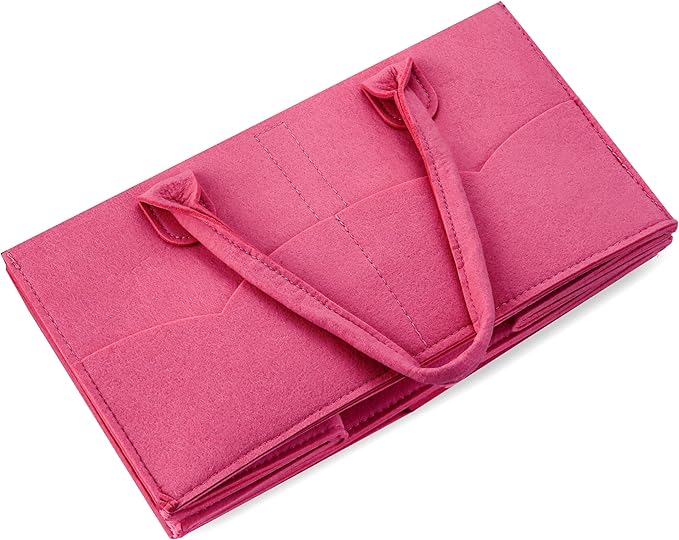 PandaEar 2 Pack Baby Diaper Caddy Organizer, Portable Diaper Holder Nursery Storage Basket for Wipes & baby stuff, Collapsible Baby Organizers with Divided Design (Red/Pink)