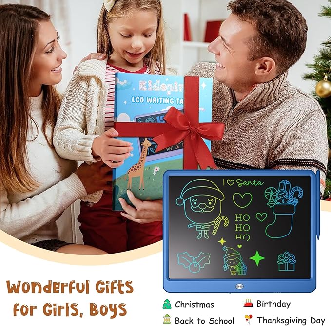 LCD Writing Tablet for Kids, Large Screen 15-Inch Drawing Writing Tablet Doodle Board, Toddler Educational Toys Girls Boys 3-12+ Year Old Birthday Gift Office Road Trip Essentials, Navy
