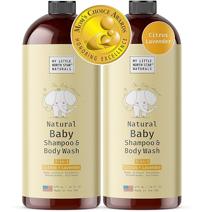 100% Natural Baby Shampoo & Body Soap/ Wash (2 Pack) - Non-Toxic Hypoallergenic Care for Kids, Babies, Infant & Newborn with Sensitive Skin - Citrus Lavender Non-Irritating (Mom's Choice Award Winner)