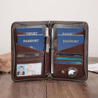 Polare Full Grain Leather Passport Holder Cover Case for Men and Women RFID Blocking Family Travel Wallet Holds 6 Passports