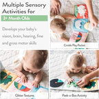 Infant Toys 0-6 Months Baby Mirror Tummy Time Toys Sensory Books for Babies Touch and Feel Crinkle Books for Babies