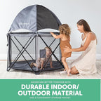 Baby Delight Go with Me Eclipse Deluxe Portable Playard | Playpen | Sun Canopy | Indoor and Outdoor | Ultra Padded Nylon Floor | Grey