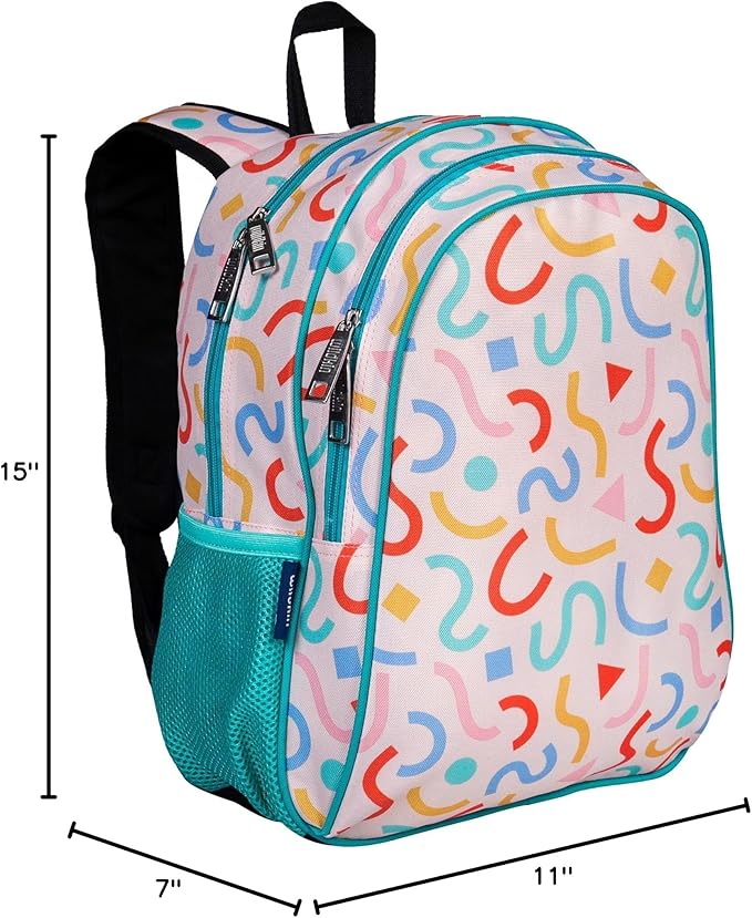 Wildkin 15-inch Kids Backpack – Durable, Padded, Adjustable for School & Travel - Confetti Peach