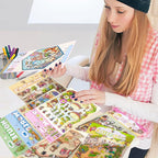 DIY 3D Sticker Scene，8 Sets Pack（500+）, Reusable Sticker Book, Cute Sets for Free Combination, Cute Waterproof for Anywhere, Crafts Party Favors Birthday Gift