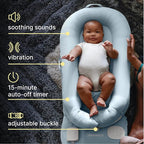 MyBaby 3-in-1 Calming Baby Cushion, Soothing Comfort for Newborns & Infants, Snuggling Sensation, Sound and Vibration, Designed for Safety, Rechargeable & Machine-Washable, by Homedics, Blue