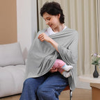 Nursing Cover for Breastfeeding, 360°Full Coverage Nursing Poncho, Rayon Soft & Breathable Breastfeeding Cover up (Smooth Rayon, Knit Grey)