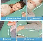 Cute Castle Cooling Cover Pregnancy Pillows, Soft U-Shape Maternity Pillow with Removable Cover - Full Body Pillows for Adults Sleeping - Pregnancy Must Haves - Jumbo 57 Inch - Green