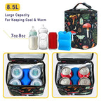 Breastmilk Cooler Bag with Ice Pack Fits 4 Baby Bottles Up to 9 Ounce Insulated Baby Bottle Bag Breast Milk Cooler on The Go with Strap Baby Bottle Cooler Bag for Nursing Mom Daycare or Travel