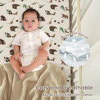 david's kids Muslin Crib Sheets for Boys Girls, 2 Pack 100% Cotton Soft Breathable Fitted Baby Sheet Set, 28x52 Inch Fits Standard Crib and Toddler Mattresses, Woodland Animal