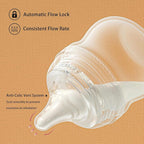 Natural Glass Baby Bottle for Breastfeeding Babies, 5.4oz Anti-Colic Baby Bottle with Natural Response Nipple(S), Clear, Wide Neck, 2 Pack, 1 Months+