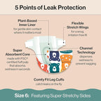 The Honest Company Clean Conscious Diapers for Delicate Skin | Up to 100% Leakproof | Hypoallergenic, Fragrance Free | Gender Neutral | Club Box, Size 6 (35+ lbs), 40 Count (Prints May Vary)